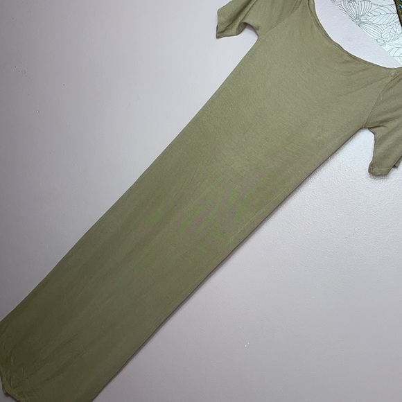 Enza Costa Silk Rib Midi Dress Nude Boat Neck - Picture 3 of 6